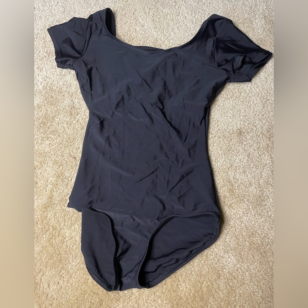 Short Sleeve Black Theatricals Leotard (Could Be Worn As Bodysuit)